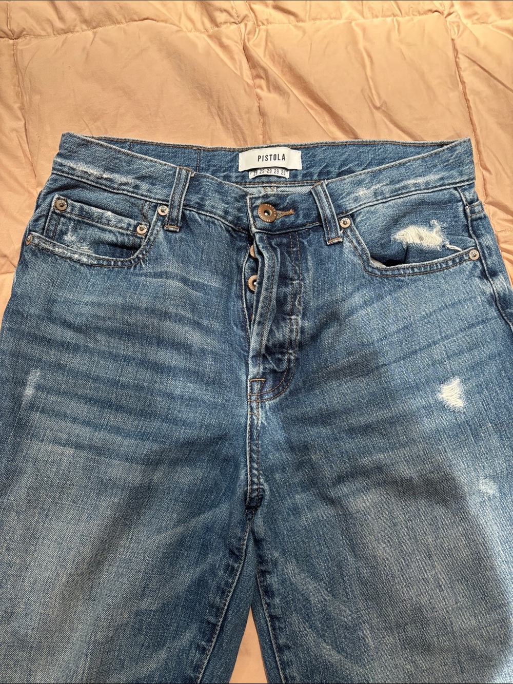 pistola Women's Medium Blue High-Rise Distressed Jeans